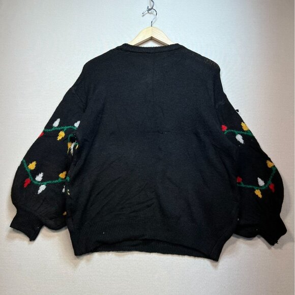 Chicwish Christmas Lights Holiday Sweater Black Multicolor Pullover Womens - Picture 8 of 10